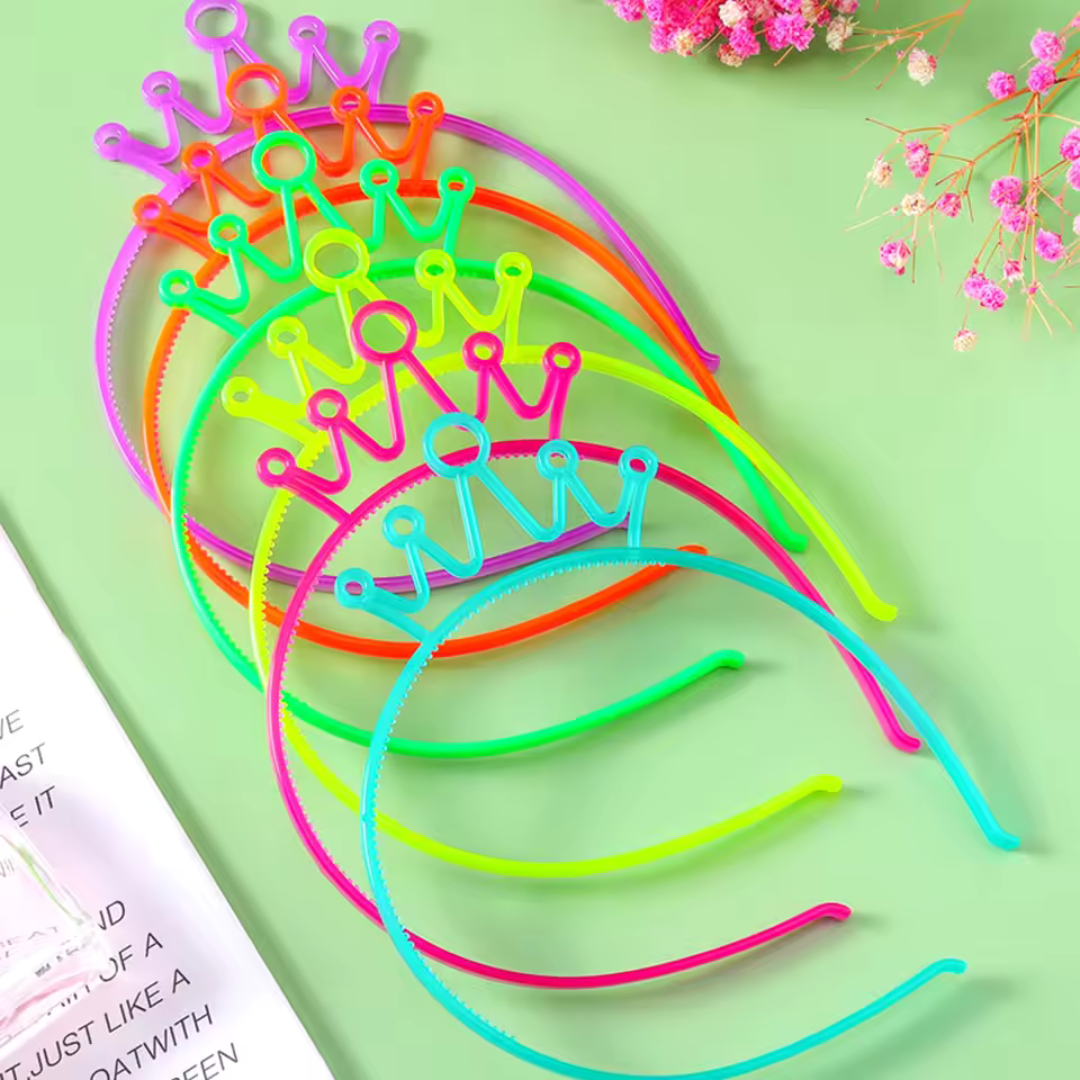 Glow in the Dark Fluorescent Crown Hair band 6pcs