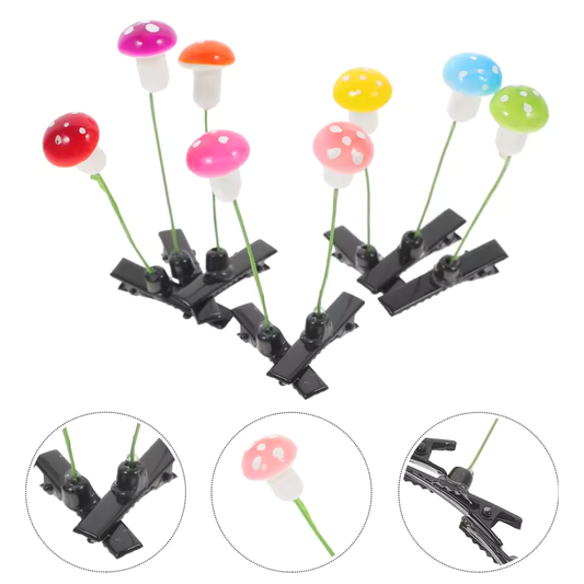 Mushroom Hair clips 5pcs