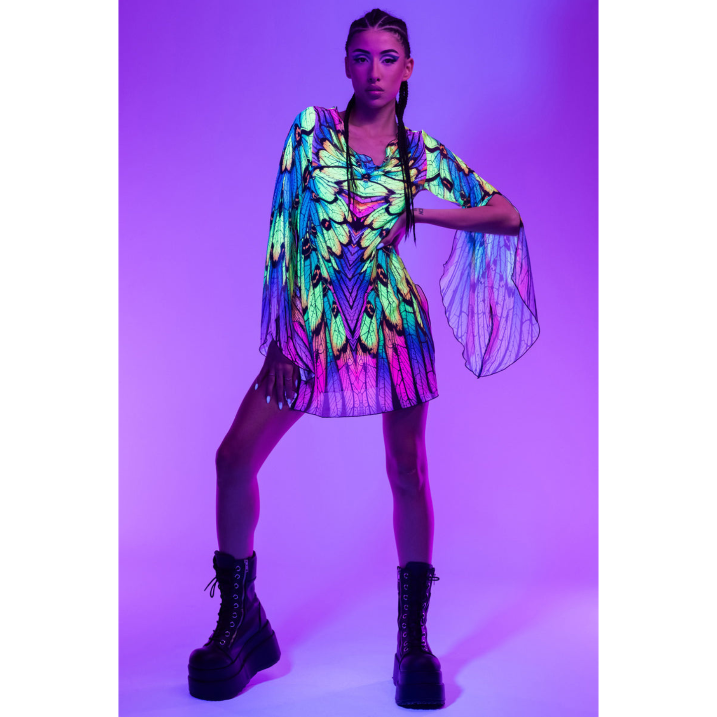 Neon Nymph Mesh Slit Mini Dress