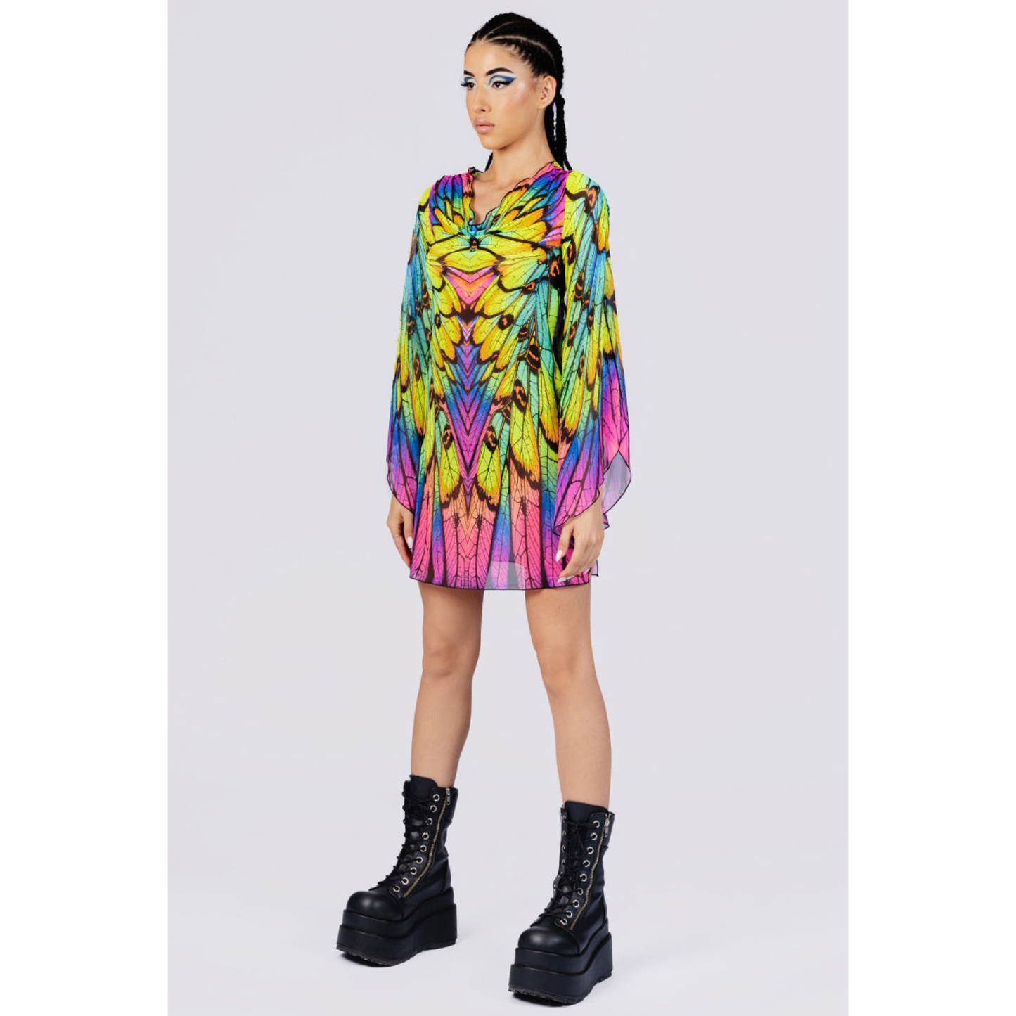 Neon Nymph Mesh Slit Mini Dress