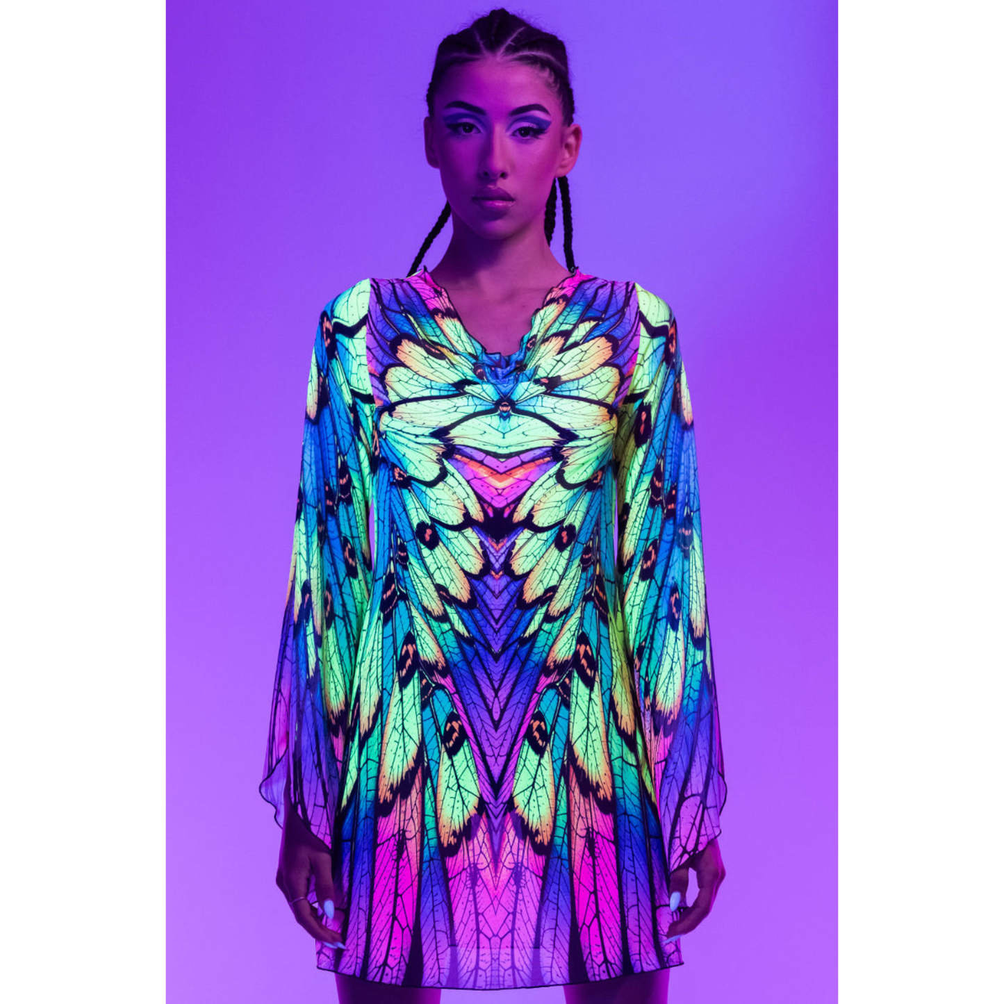 Neon Nymph Mesh Slit Mini Dress
