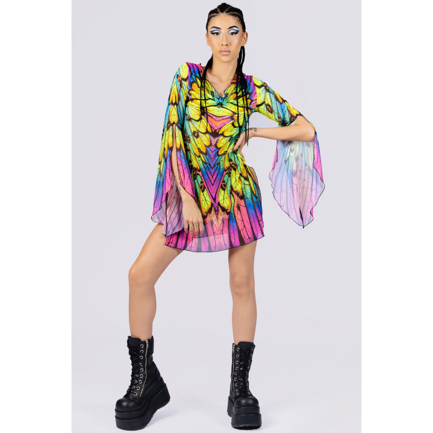 Neon Nymph Mesh Slit Mini Dress