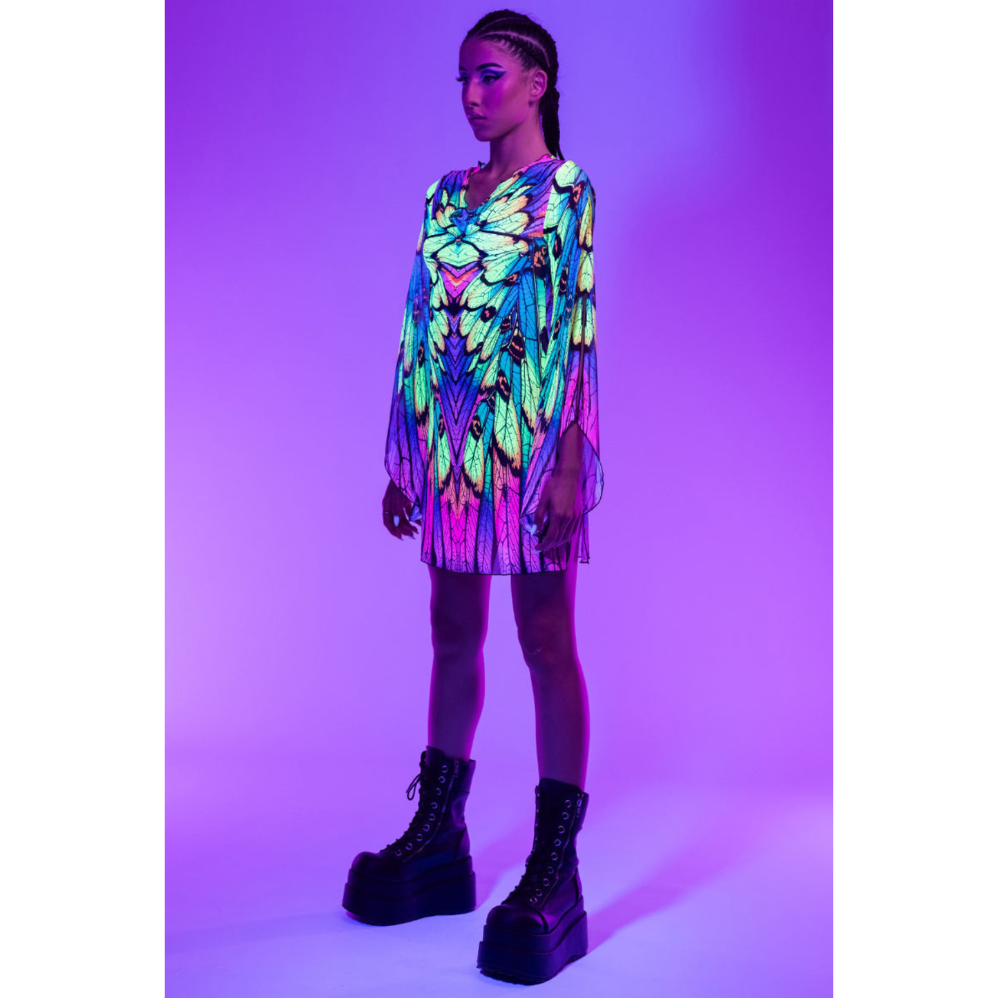 Neon Nymph Mesh Slit Mini Dress