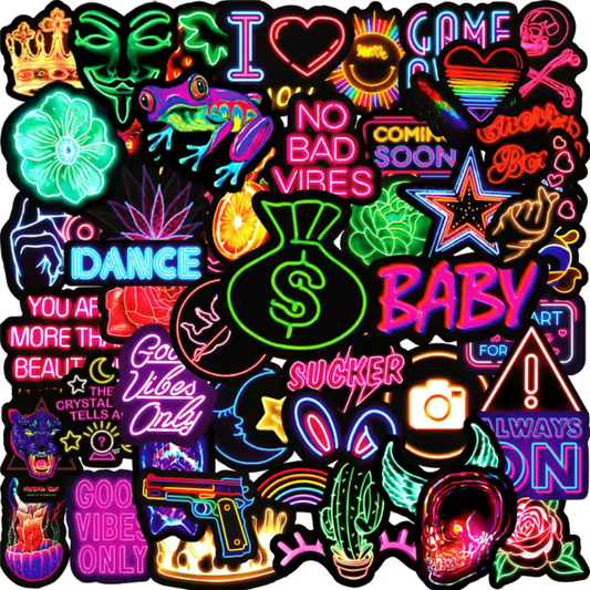 Neon Rave Gifting Stickers 10pcs