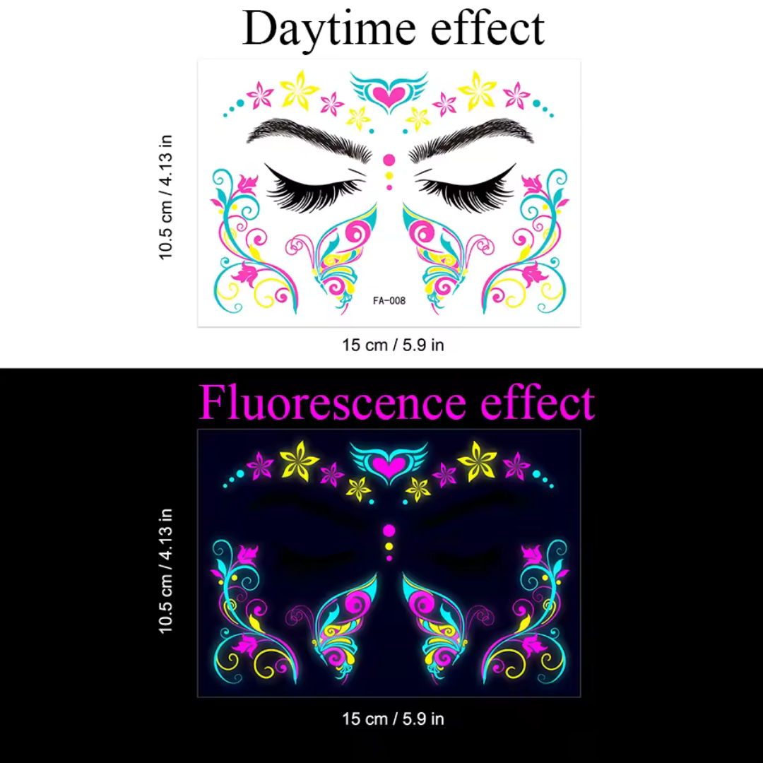 UV Fluorescent Face Temporary Tattoo